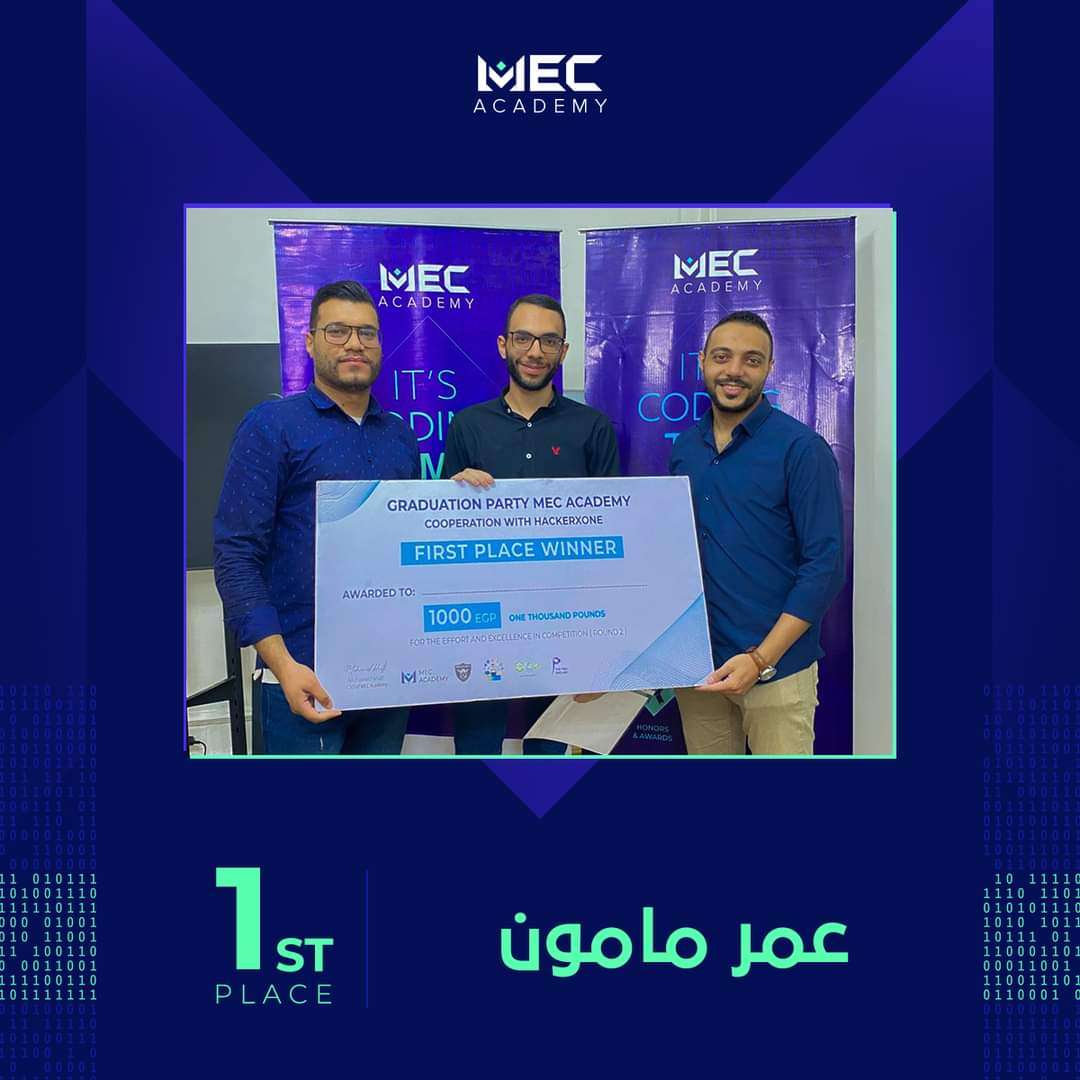 First place award at Mec Academy backend diploma